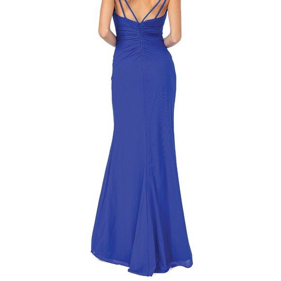 New Solid Sheath Ruched Graduation Dress w/ V-Neckline & Double Straps DQ 2905 - Picture 6 of 9